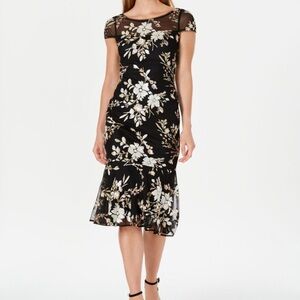 Calvin Klein Cocktail Party Flower‎ Sequined Sheath Midi Dress / Box 12-31